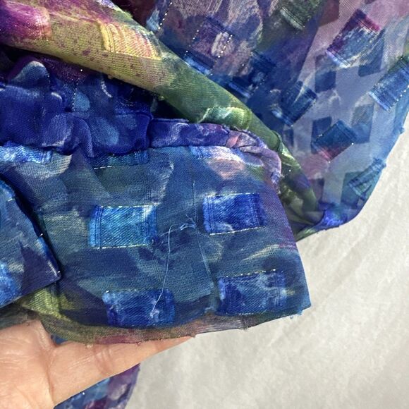 Maggie Barnes Colorful Artsy Sheer Button Up Shirt Womens Size 26 Art to Wear - Picture 9 of 12